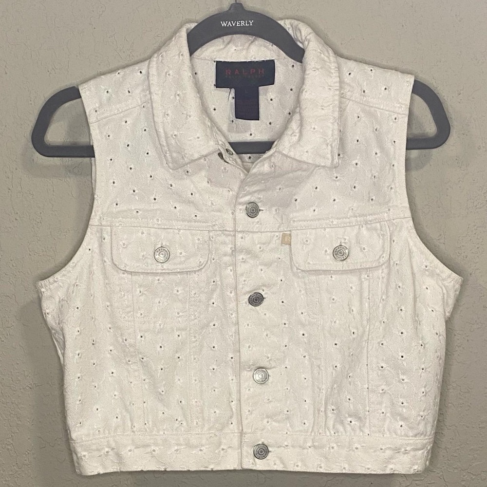 90s Ralph Lauren White Denim Vest